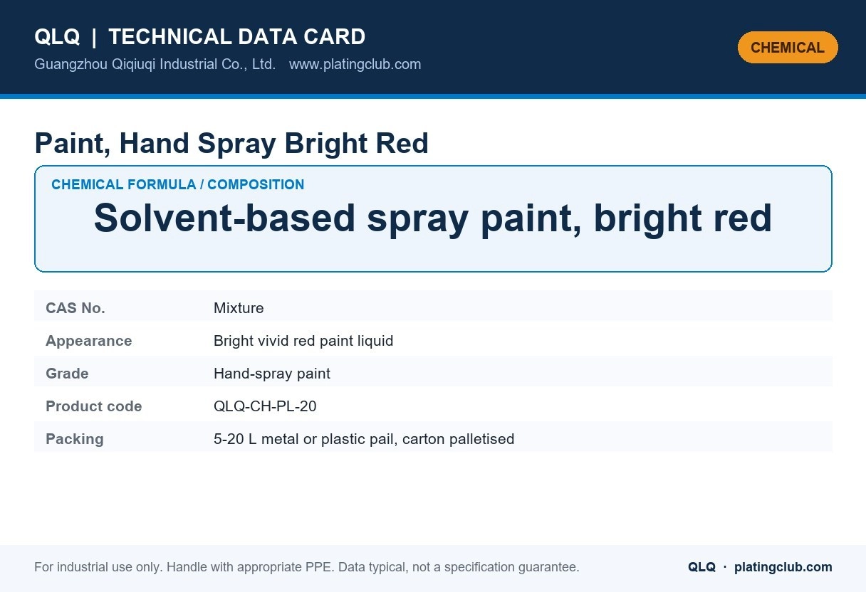 Paint, Hand Spray Bright Red &mdash; chemical formula and technical data