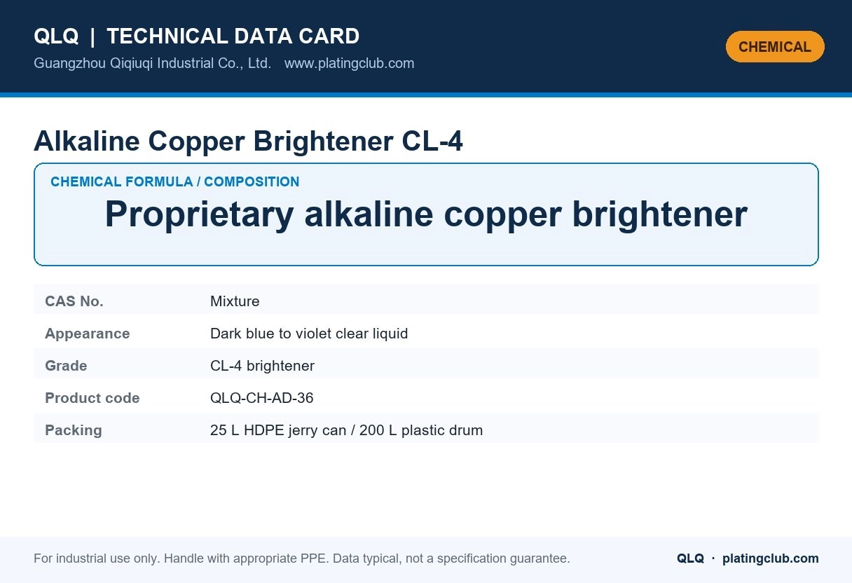 Alkaline Copper Brightener CL-4 &mdash; chemical formula and technical data