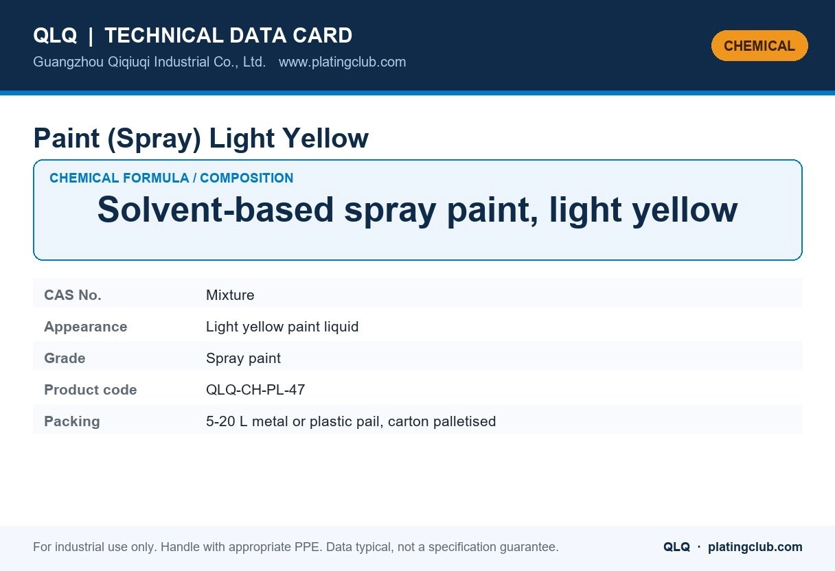 Paint (Spray) Light Yellow &mdash; chemical formula and technical data
