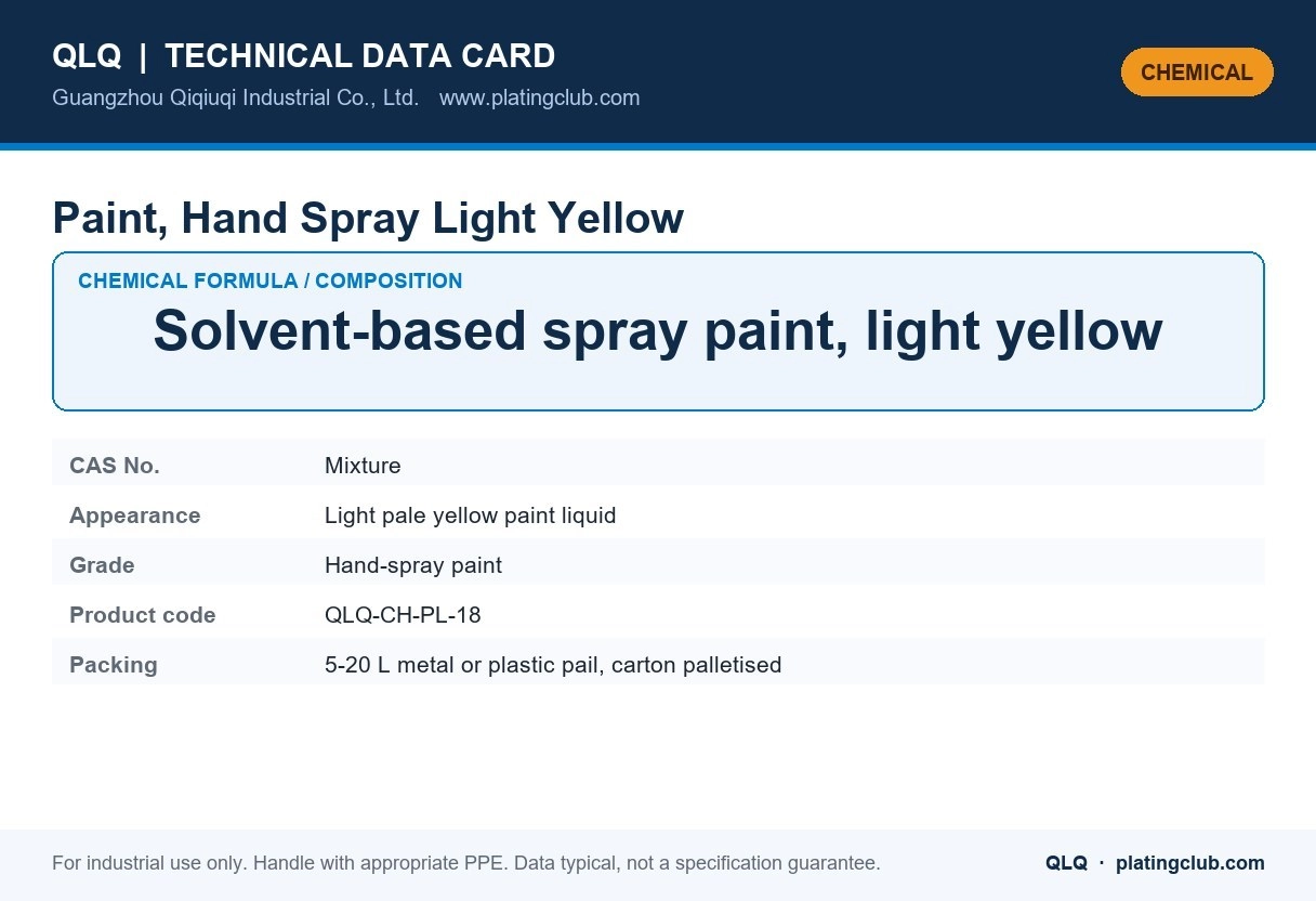 Paint, Hand Spray Light Yellow &mdash; chemical formula and technical data