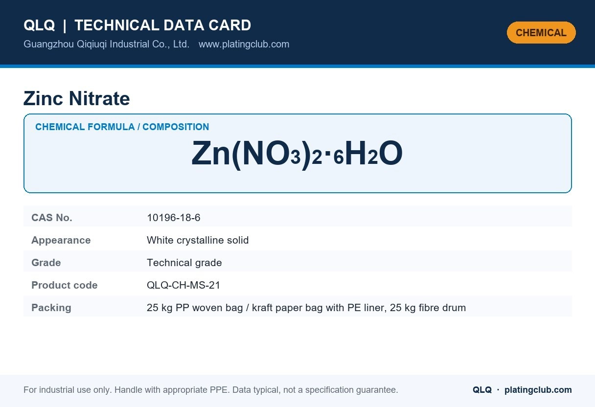 Zinc Nitrate &mdash; chemical formula and technical data
