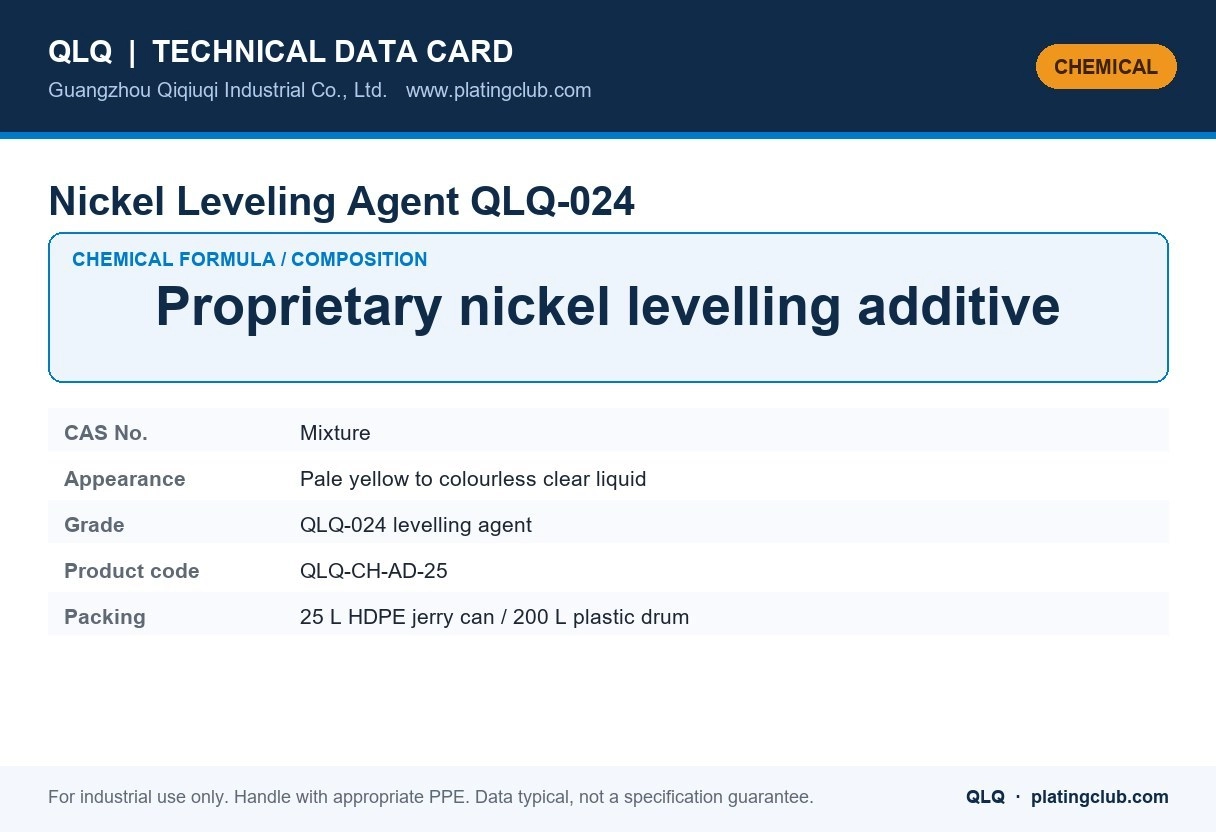 Nickel Leveling Agent QLQ-024 &mdash; chemical formula and technical data