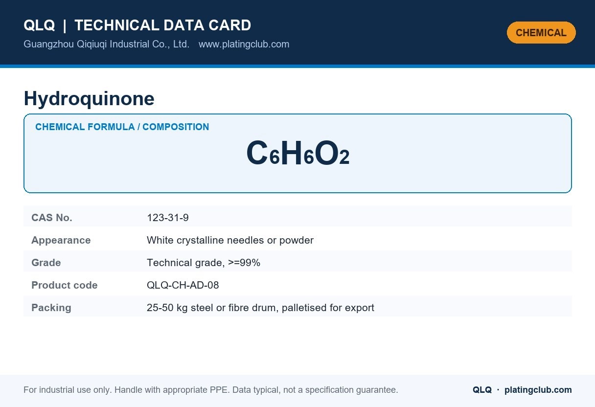 Hydroquinone &mdash; chemical formula and technical data