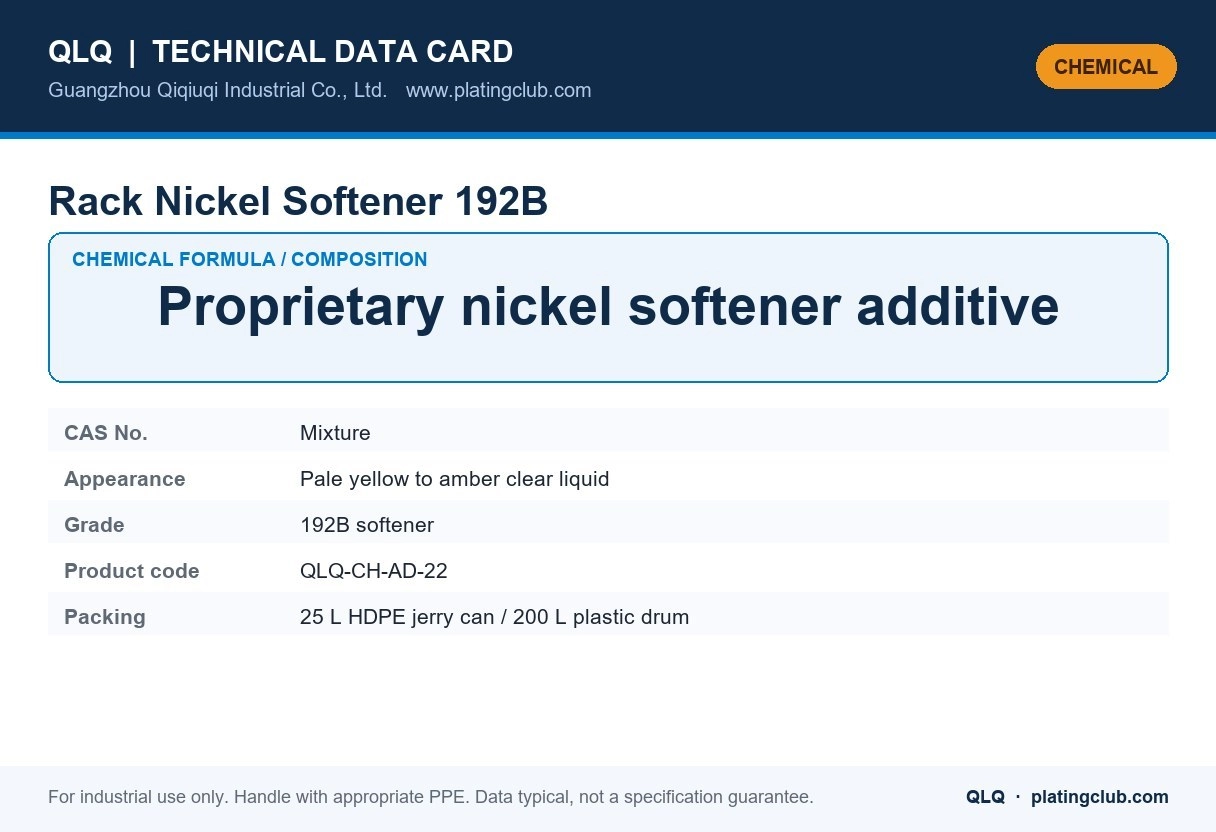 Rack Nickel Softener 192B &mdash; chemical formula and technical data