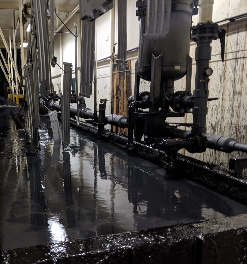 An industrial setting with two machines