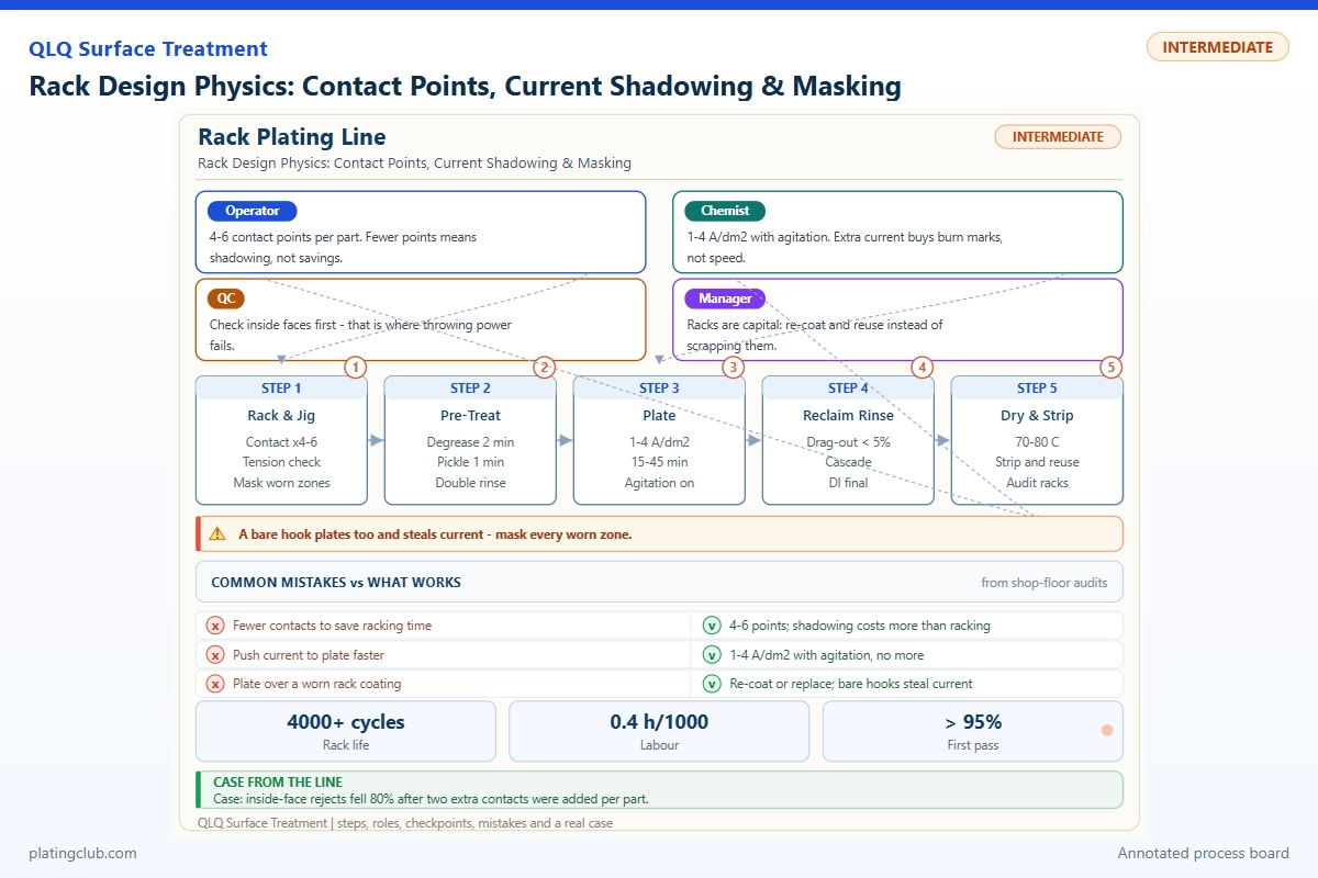 Rack Design Physics: Contact Points, Current Shadowing & Masking