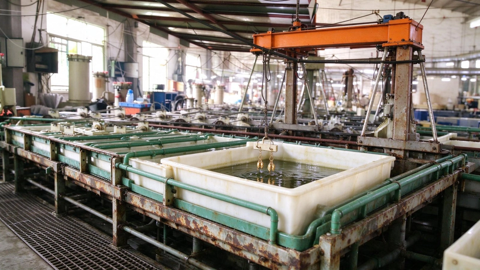 Jewelry plating machine: small gold tank with delicate racks