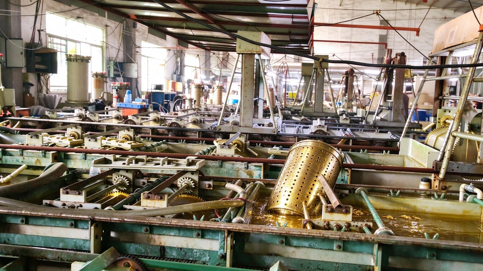 Brass color barrel plating for zinc alloy hardware