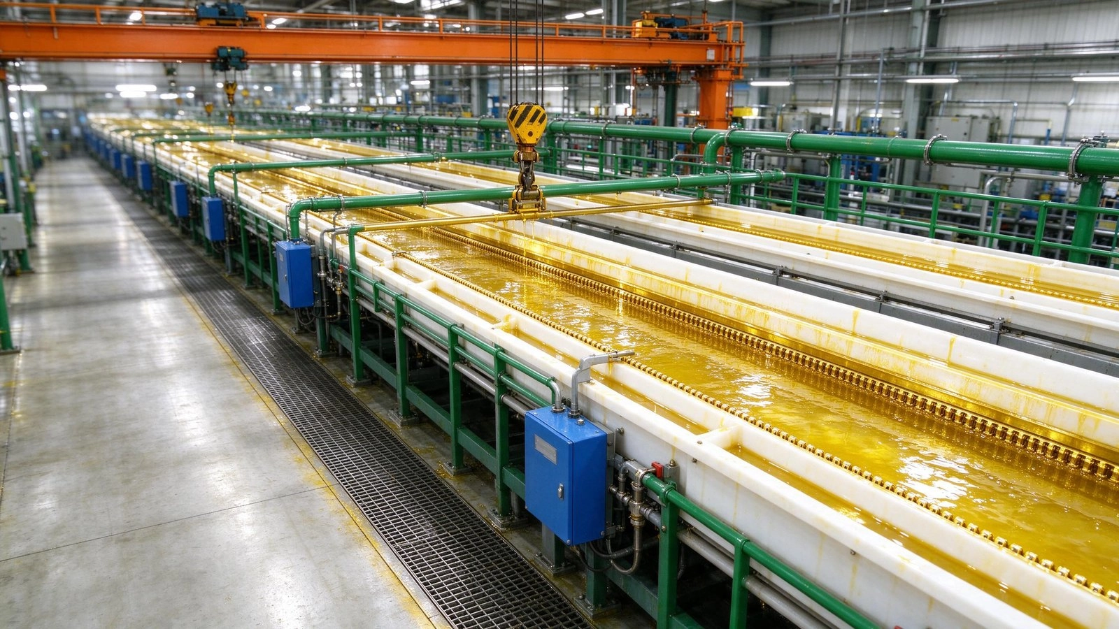 Gold plating line overview for zinc alloy parts in the QLQ workshop