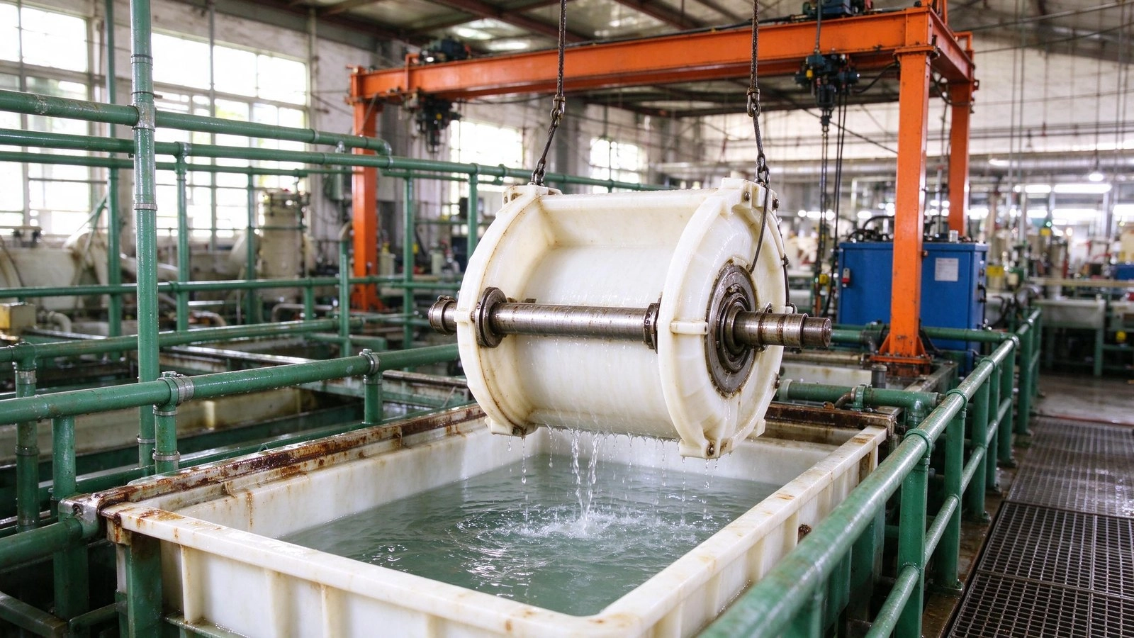 Barrel rinsing before plating