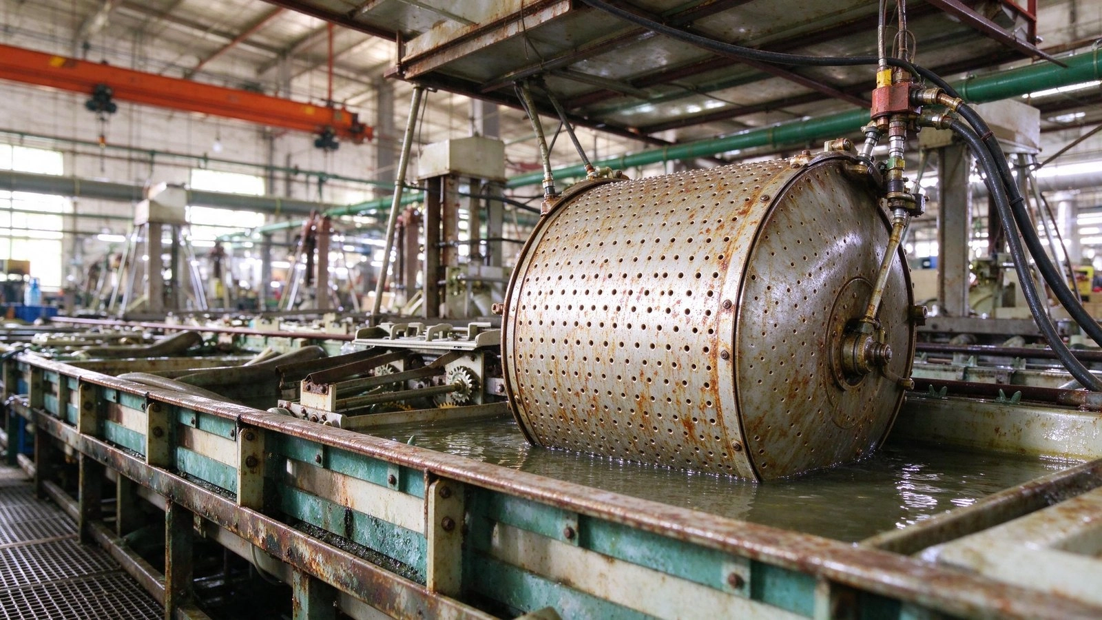 Acid copper plating barrel: bright copper build-up in perforated drum