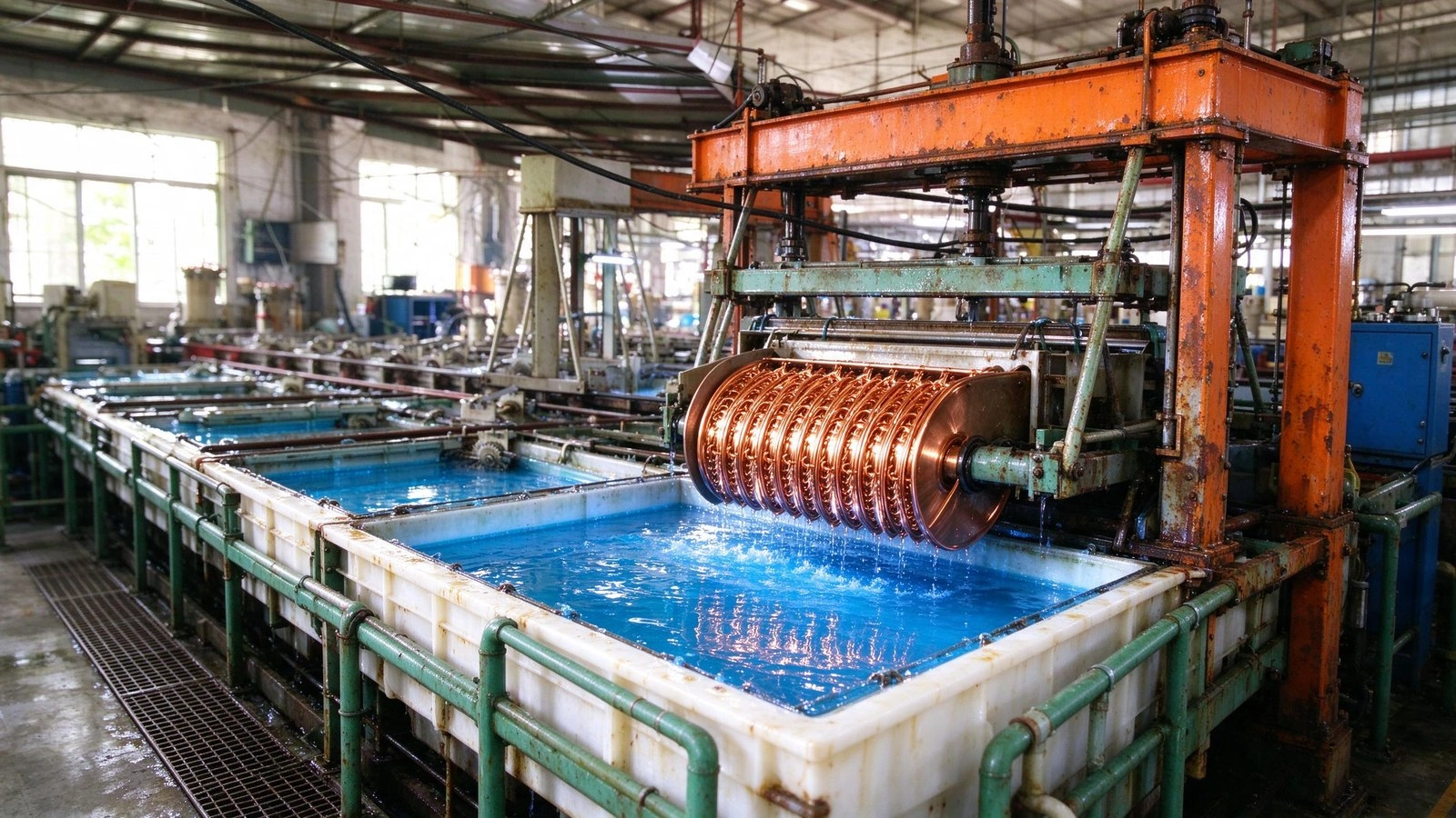 Acid bright copper bath with mirror-finish zinc alloy parts
